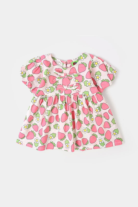 Infant Girls Poly Cotton Casual Top Strawberry-Multi