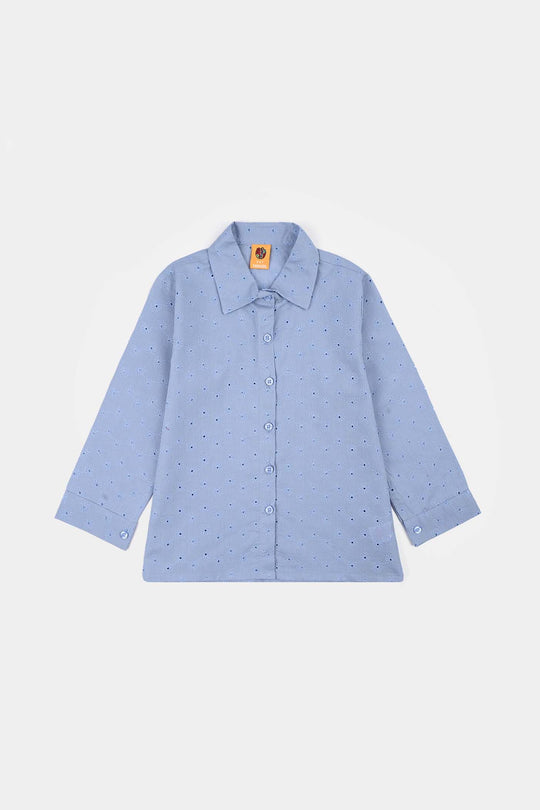 Girls Chicken Kari Emb Top Funky-Blue