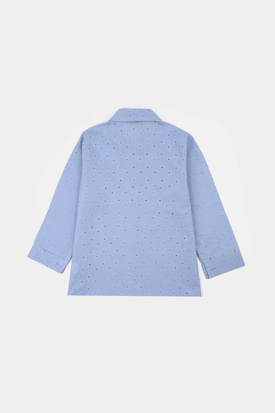 Girls Chicken Kari Emb Top Funky-Blue
