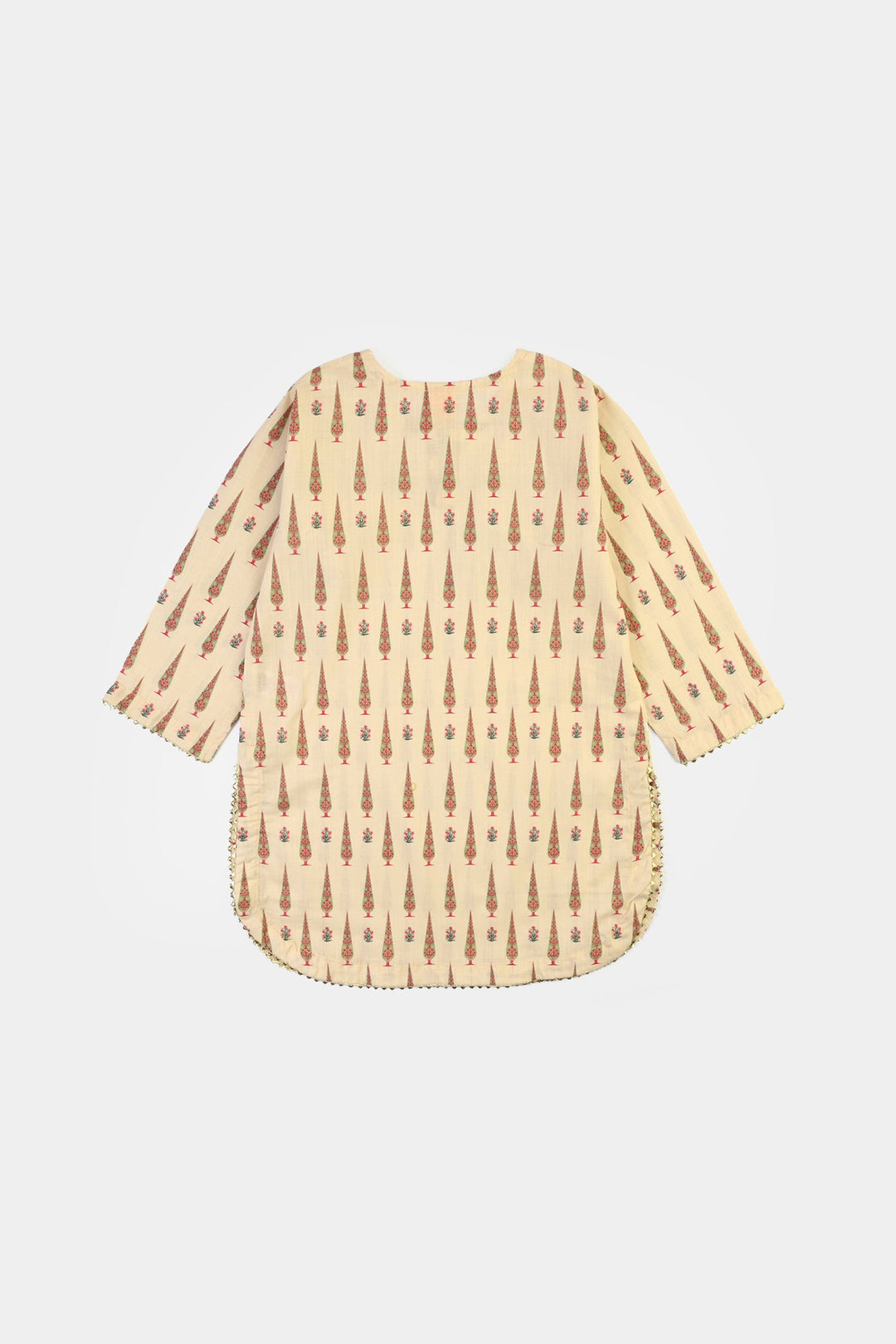 Teens Girls Cotton Printed 2 Pcs -Cream