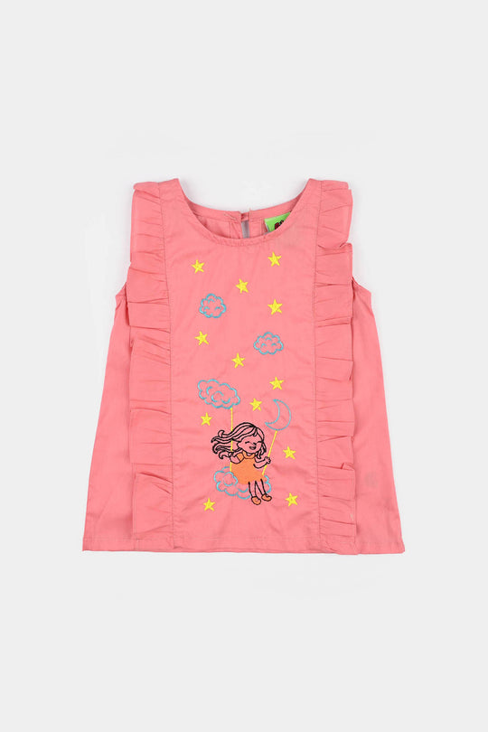 Infant Girls Cotton Poplin Emb 2Pcs Little Twinkle-Pink