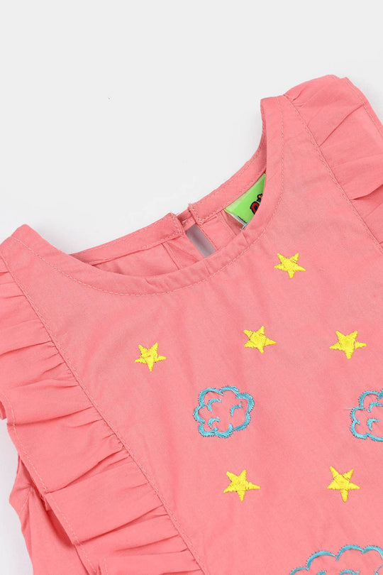 Infant Girls Cotton Poplin Emb 2Pcs Little Twinkle-Pink