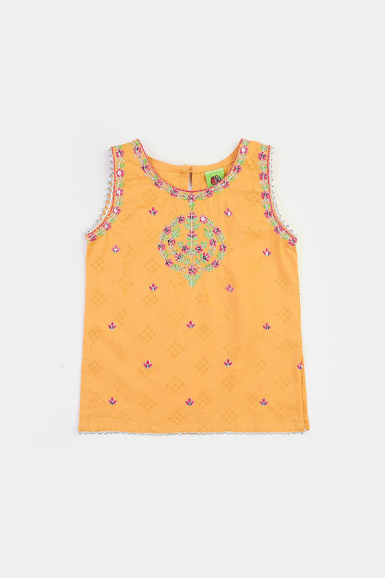 Infant Girls Jacquard 2Pcs Khush-Mustard