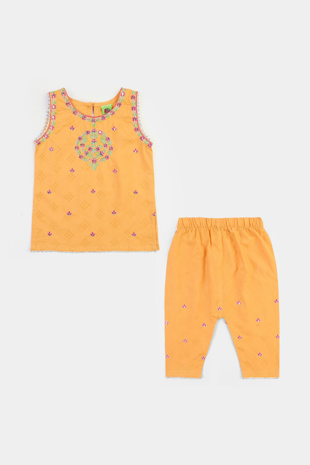 Infant Girls Jacquard 2Pcs Khush-Mustard