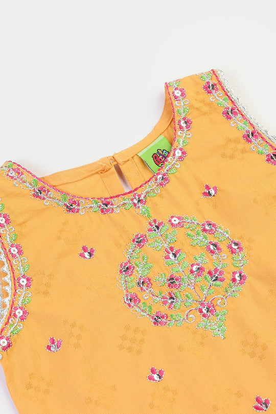 Infant Girls Jacquard 2Pcs Khush-Mustard