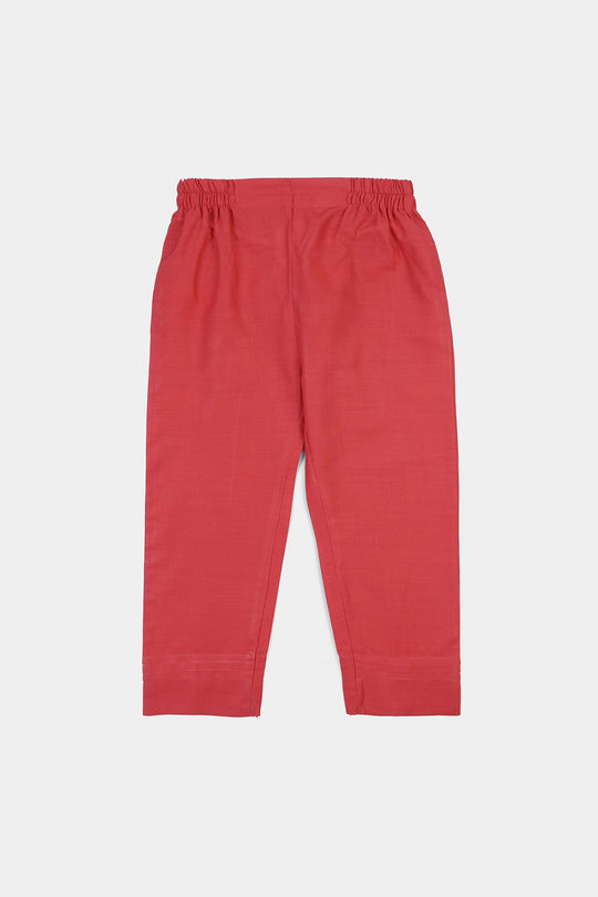 Girls Cotton Emb 2Pcs Zimal-RED