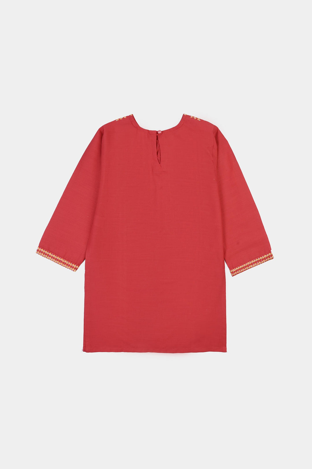 Girls Cotton Emb 2Pcs Zimal-RED