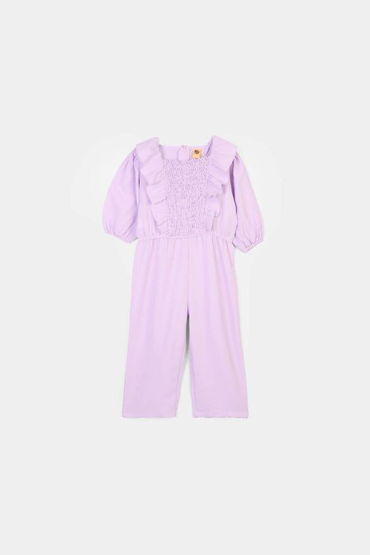 Girls Cotton Jumpsuit Pearls-Lilac