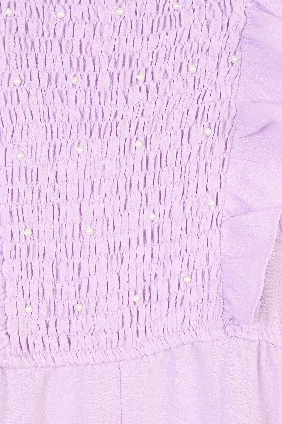 Girls Cotton Jumpsuit Pearls-Lilac
