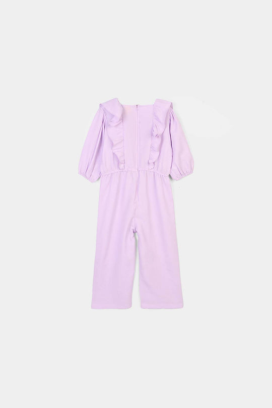 Girls Cotton Jumpsuit Pearls-Lilac