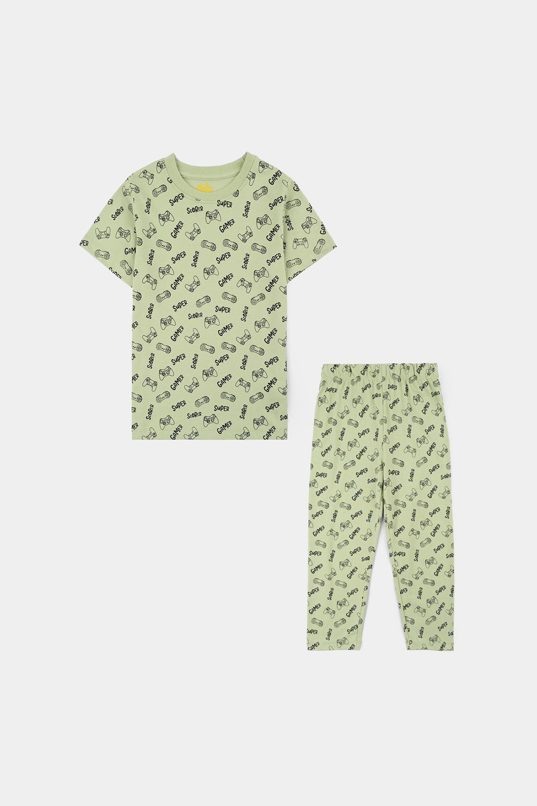 Boys Poly Cotton Jersey Night Suit SUPER GAMER-GREEN