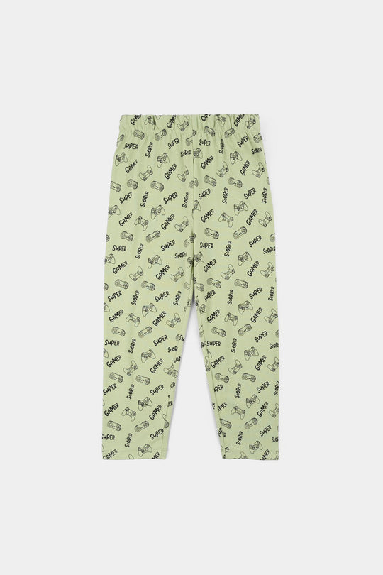 Boys Poly Cotton Jersey Night Suit SUPER GAMER-GREEN