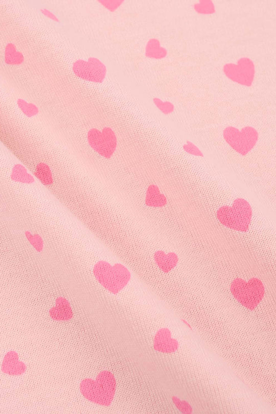Girls Poly Cotton Jersey Night Suit HEARTS-Pink