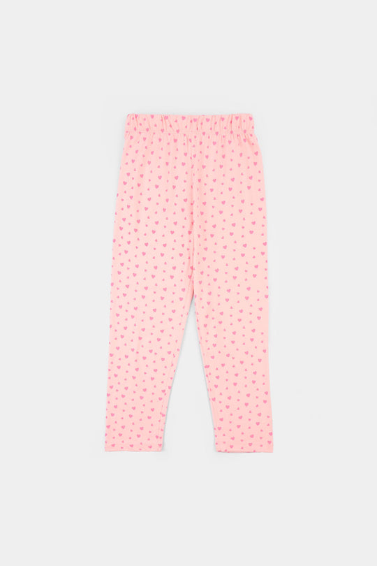 Girls Poly Cotton Jersey Night Suit HEARTS-Pink
