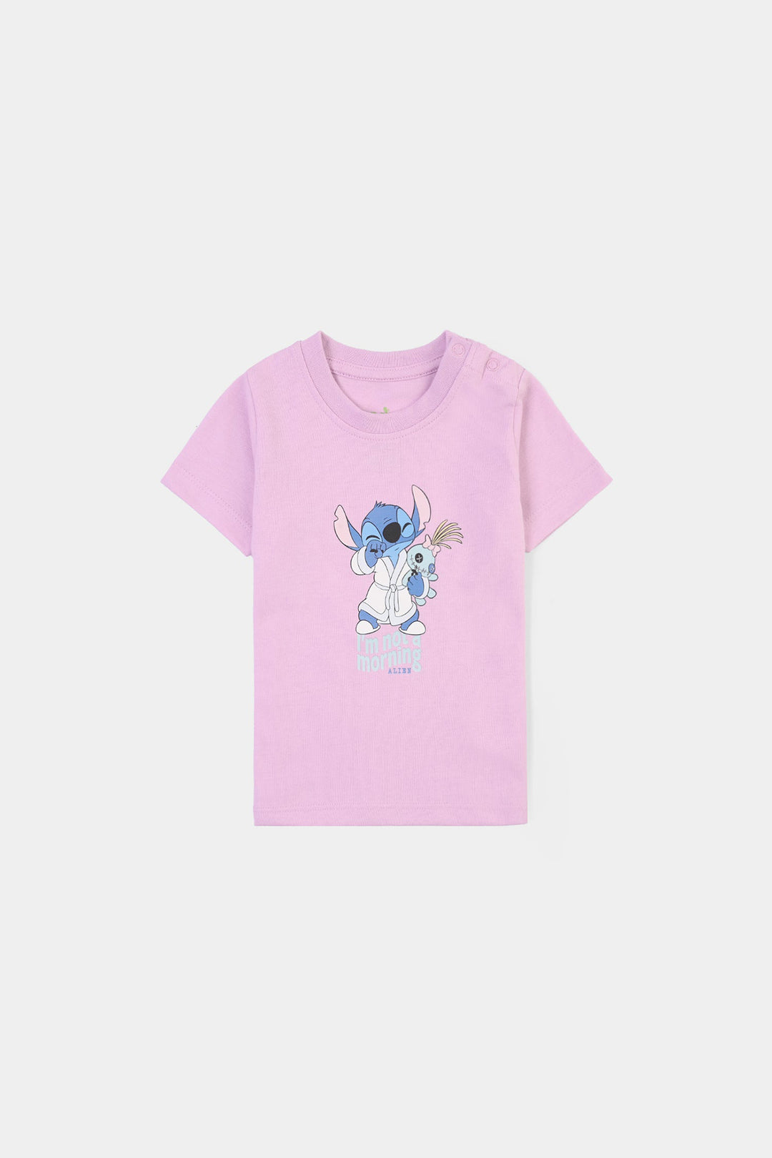 Infant Girls Poly Cotton Jersey Night Suit STITCH-Purple