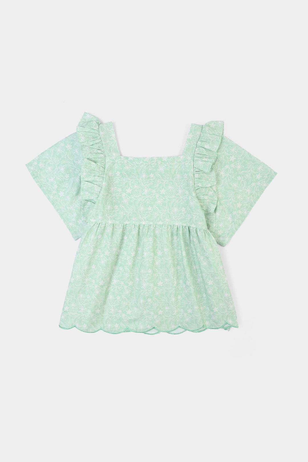 Girls Cotton Co-Ord Set Botanic-GREEN