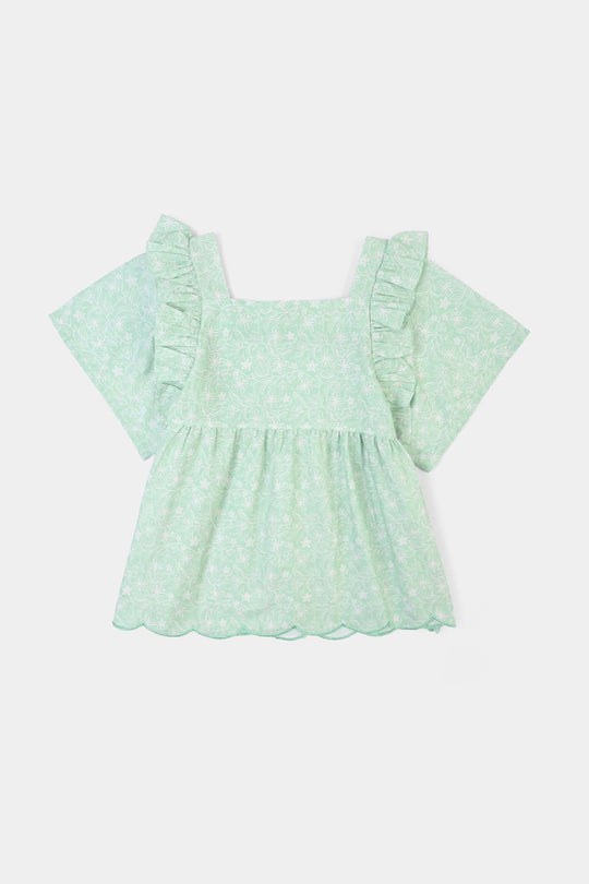 Girls Cotton Co-Ord Set Botanic-GREEN