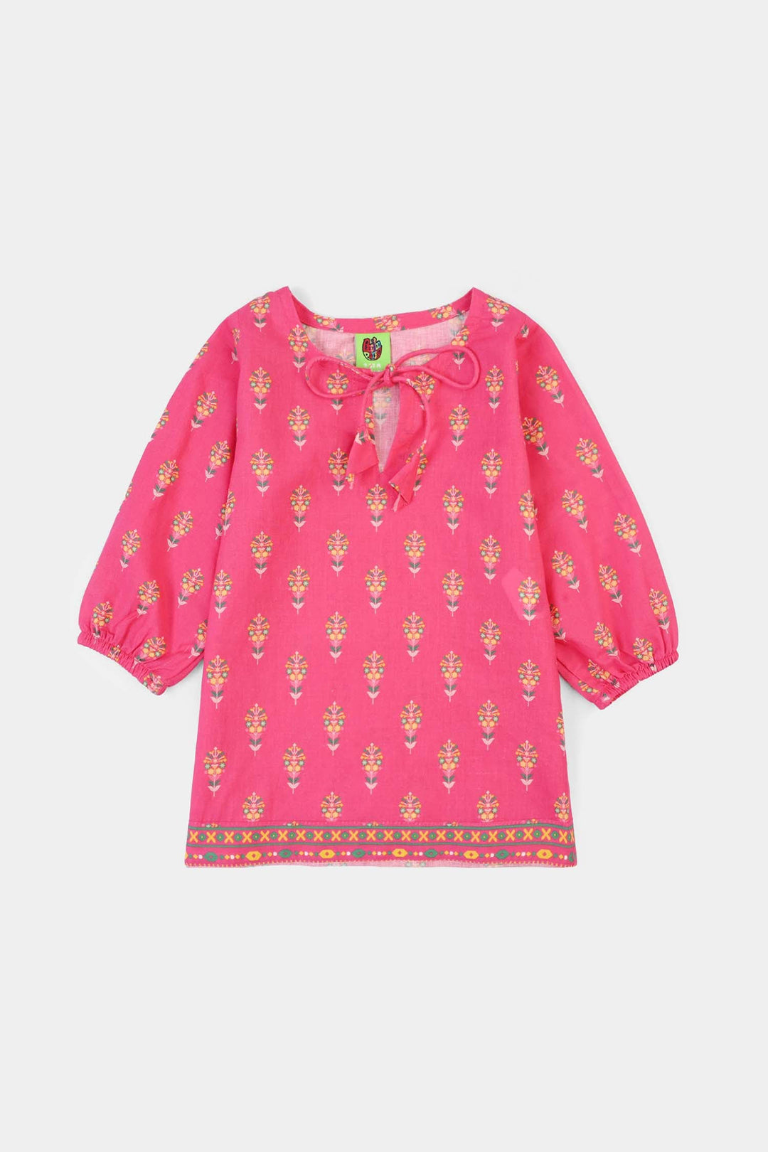 Infant Girls Cotton Printed 2Pcs Gulaab-Pink