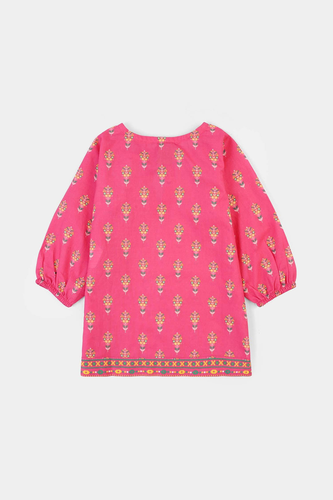 Infant Girls Cotton Printed 2Pcs Gulaab-Pink