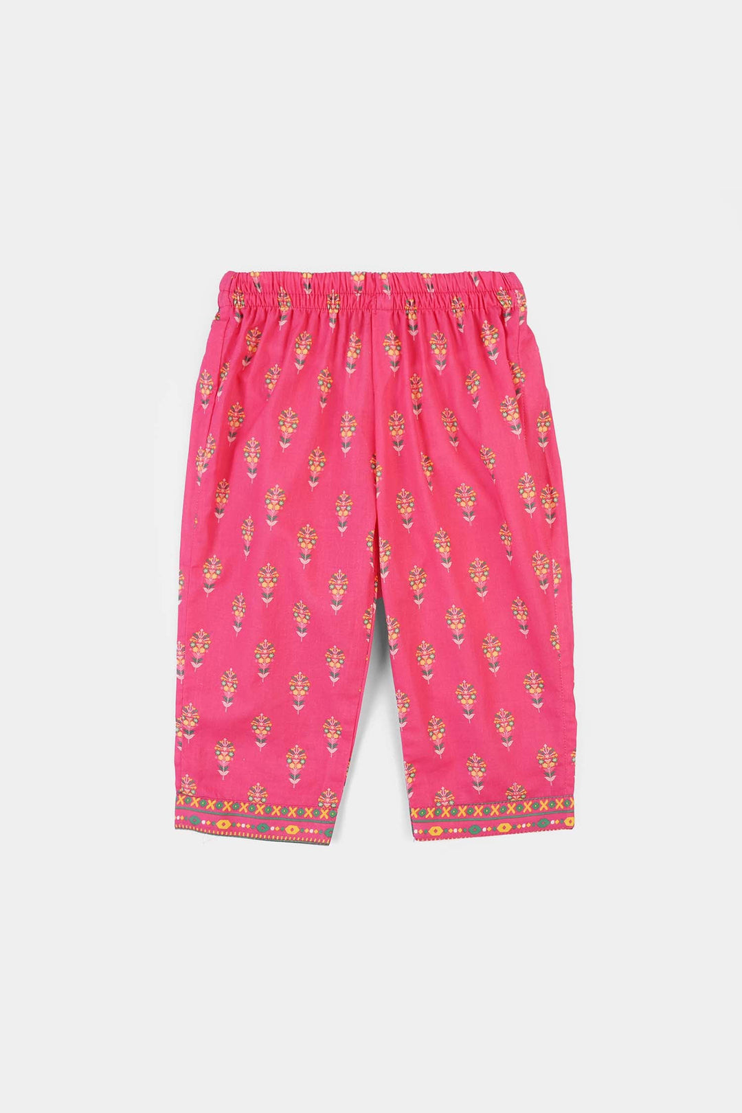 Infant Girls Cotton Printed 2Pcs Gulaab-Pink
