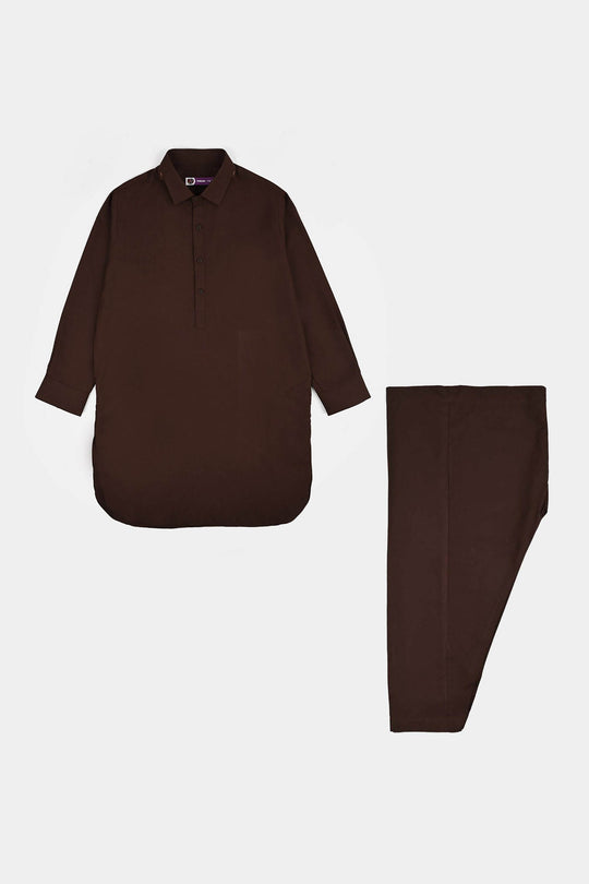 Boys Poly Viscose 2Piece Suit (Blended)-D.Brown