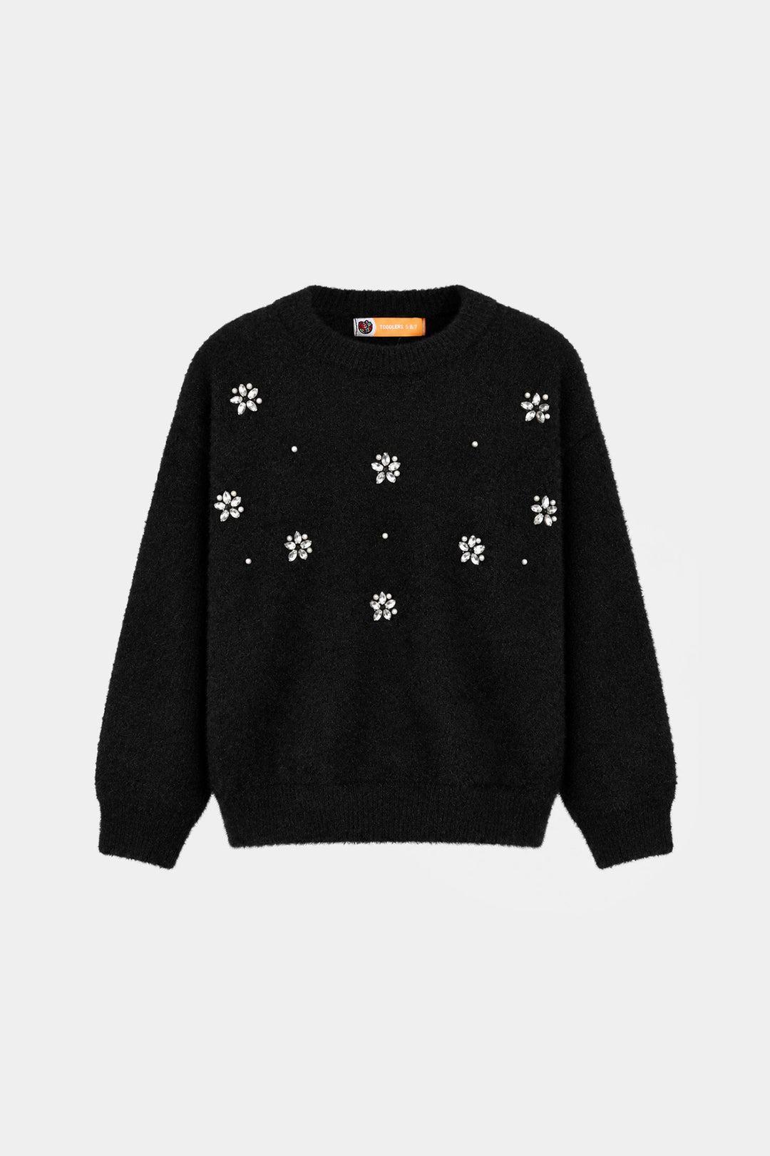 Girls Feather-Acrylic Sweater Shine-BLACK