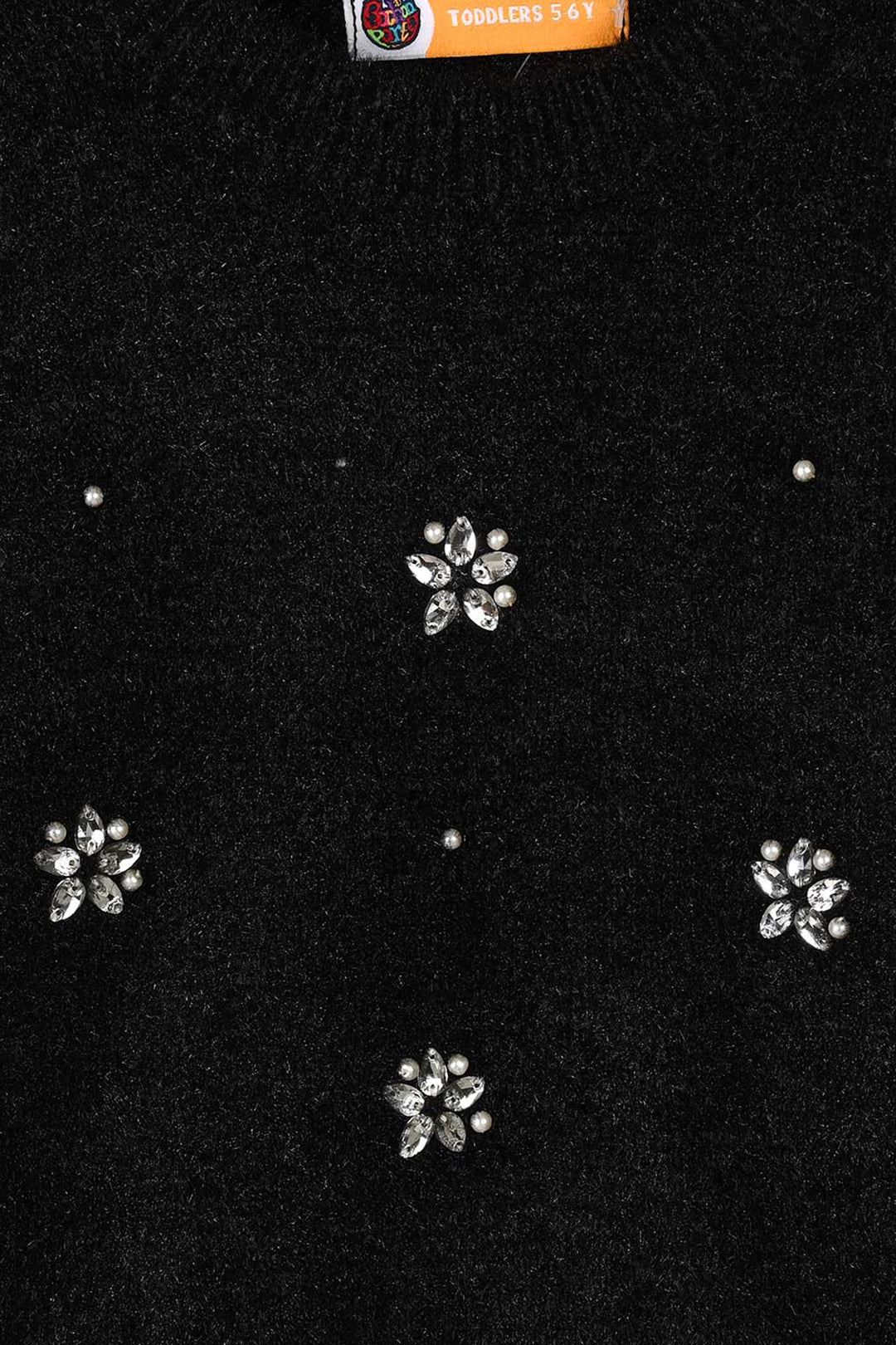 Girls Feather-Acrylic Sweater Shine-BLACK