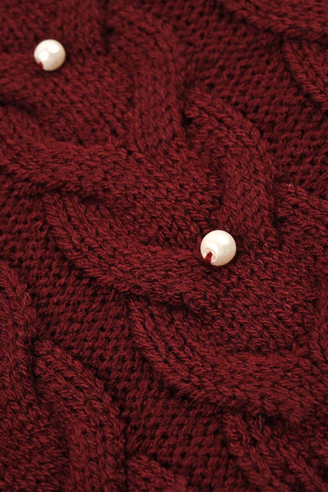 Girls Acrylic Sweater - Pearls - Maroon