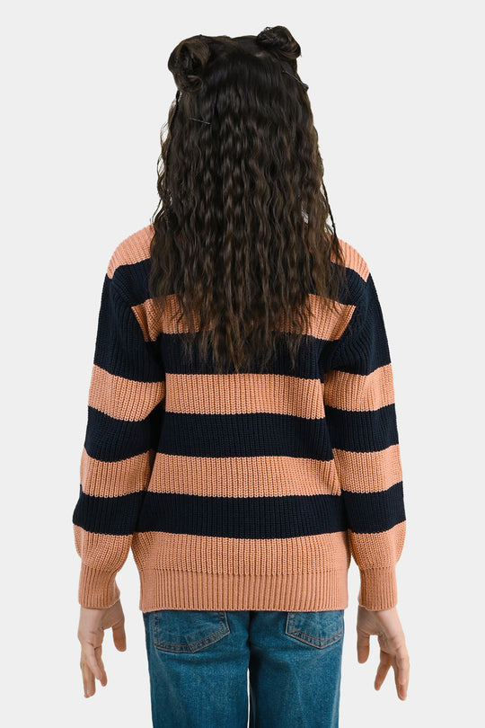 Girls Acrylic Sweater Have Fun- Stripe