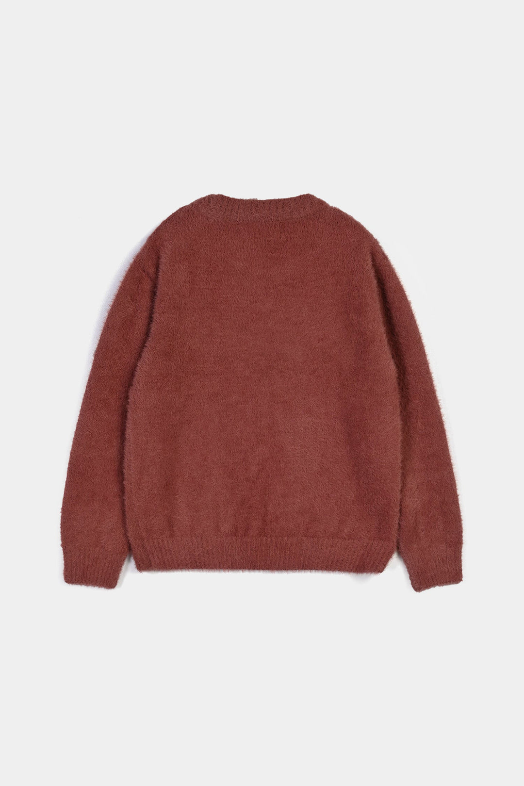 Girls Feather-Acrylic Sweater In The Woods- Brown