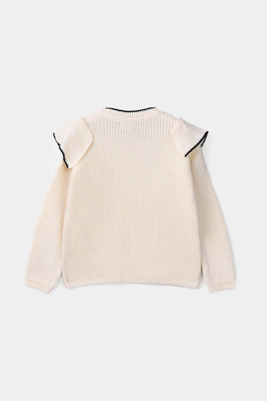 Girls Acrylic Sweater-Twirl-OFF-White