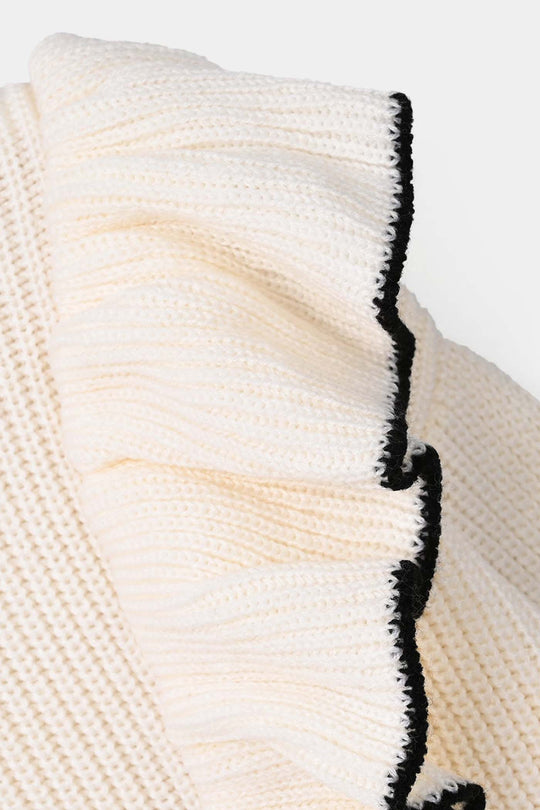 Girls Acrylic Sweater-Twirl-OFF-White