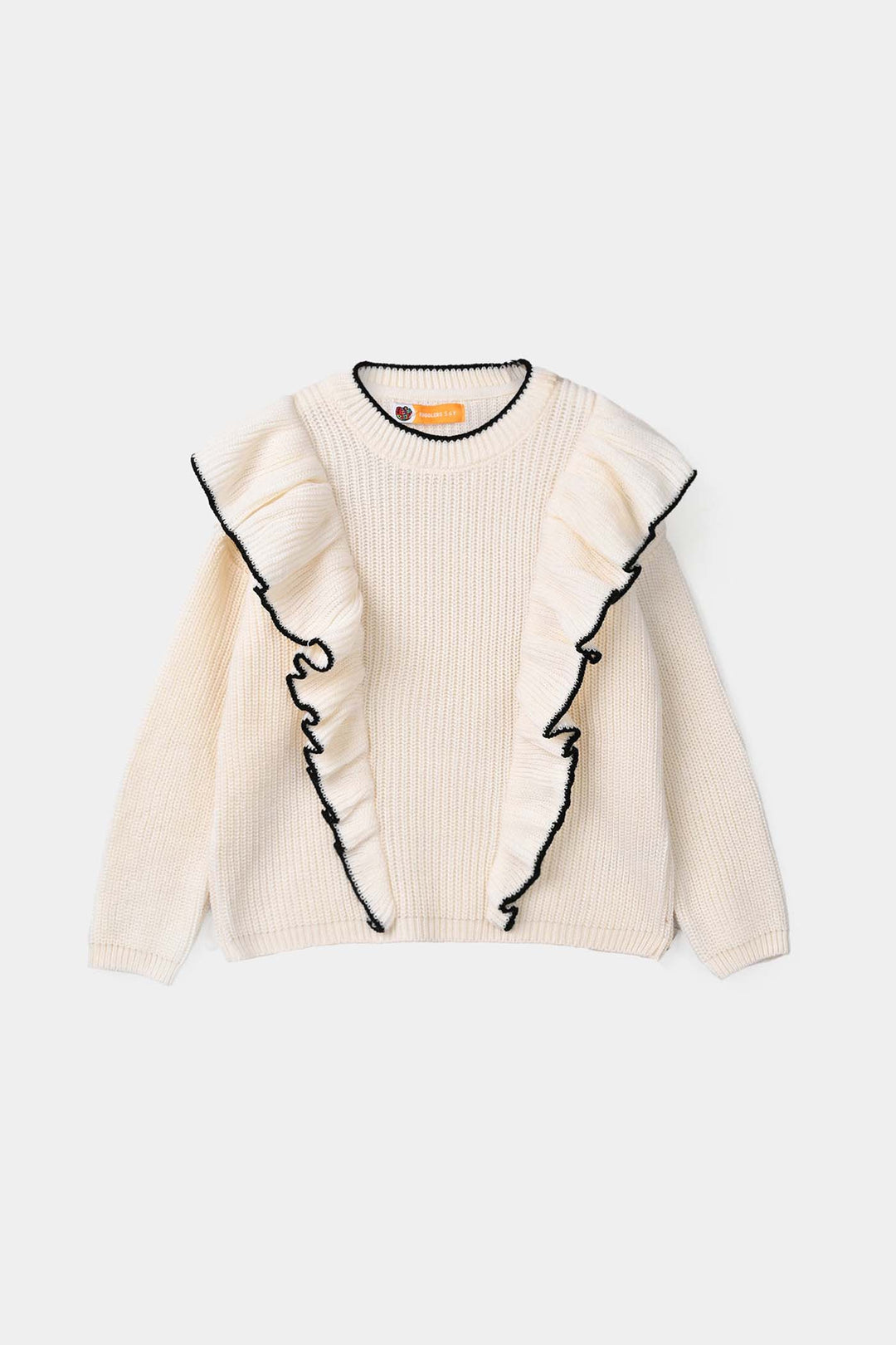 Girls Acrylic Sweater-Twirl-OFF-White