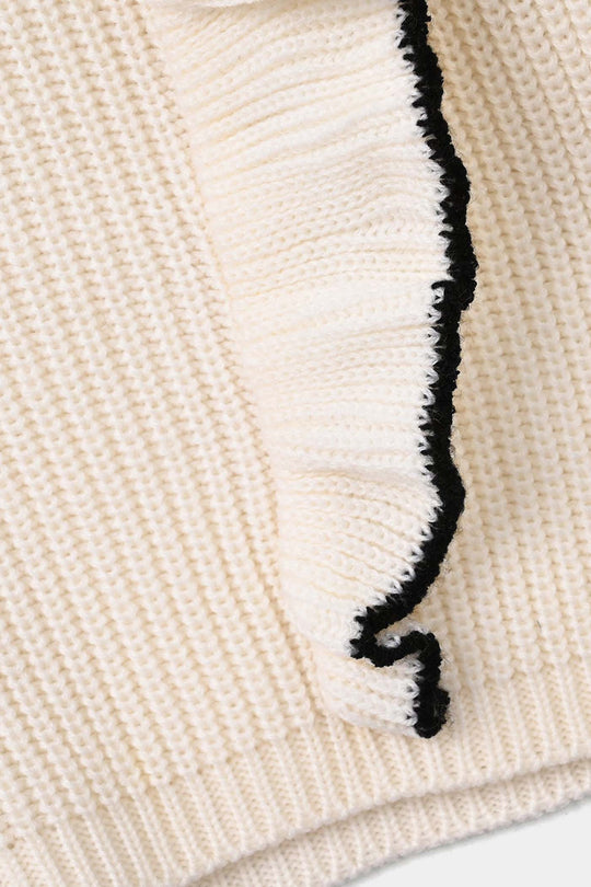 Girls Acrylic Sweater-Twirl-OFF-White