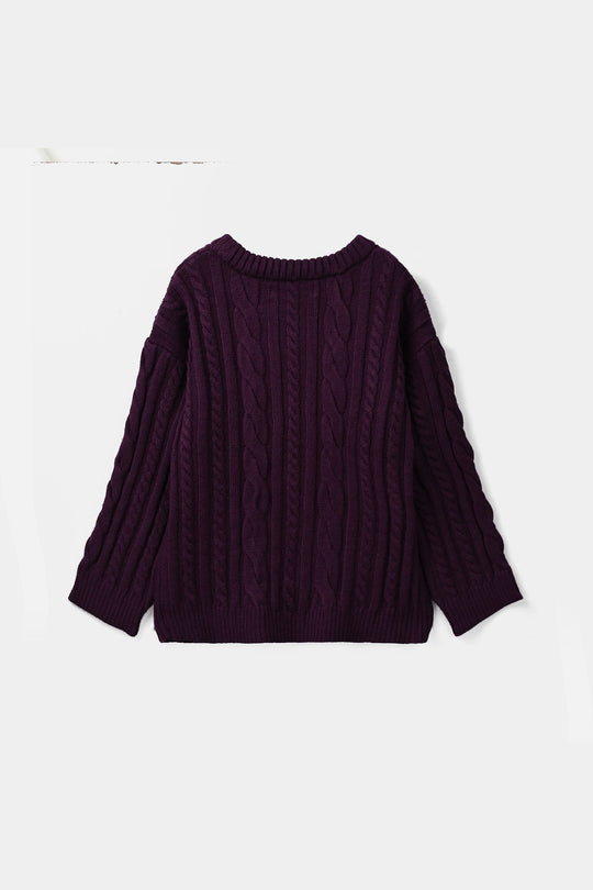 Girls Acrylic Sweater Twister - Purple