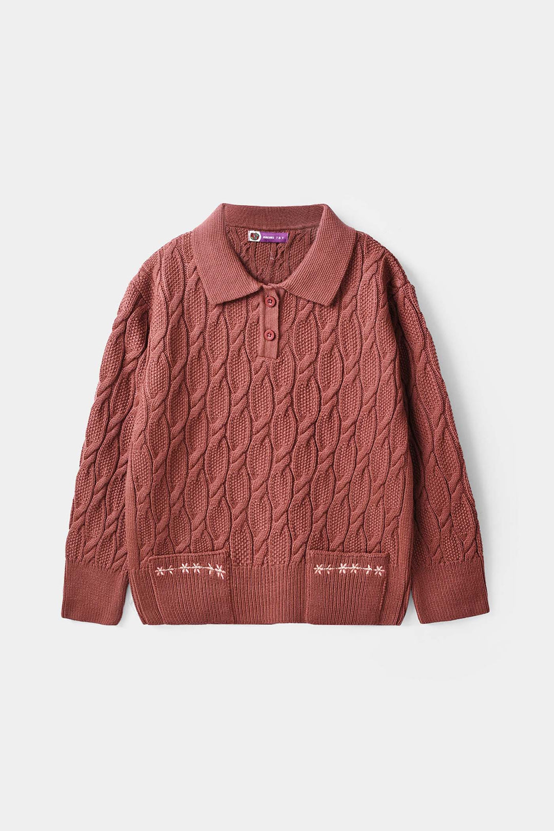 Girls Acrylic Sweater-Twisted Knot-Tea.Pink