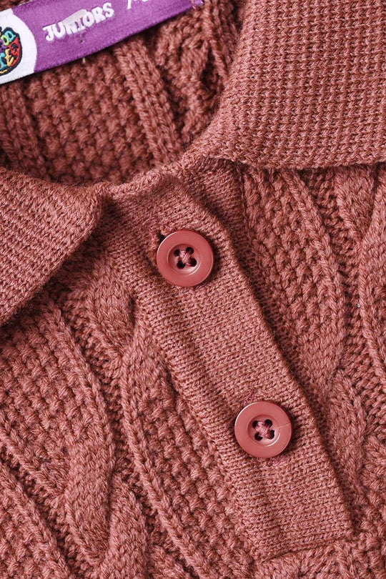 Girls Acrylic Sweater-Twisted Knot-Tea.Pink