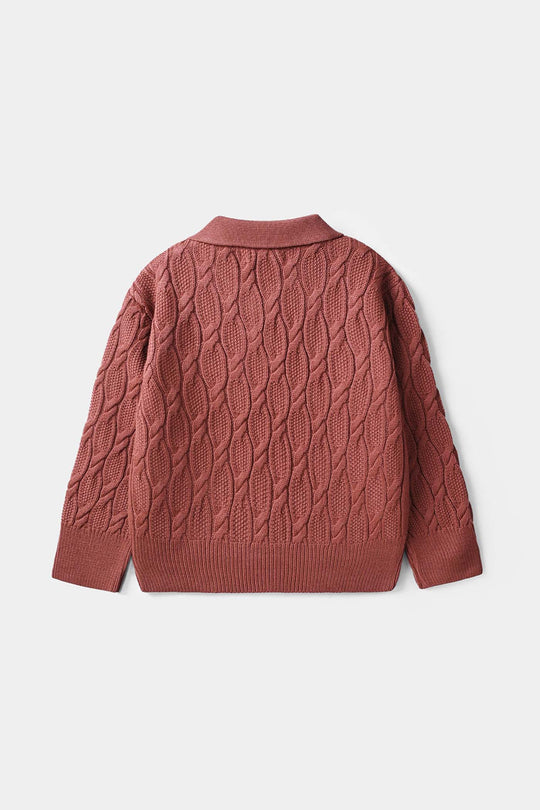 Girls Acrylic Sweater-Twisted Knot-Tea.Pink