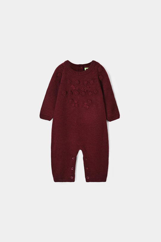 Infant Girls Acrylic Romper Carnation-Dark Maroon