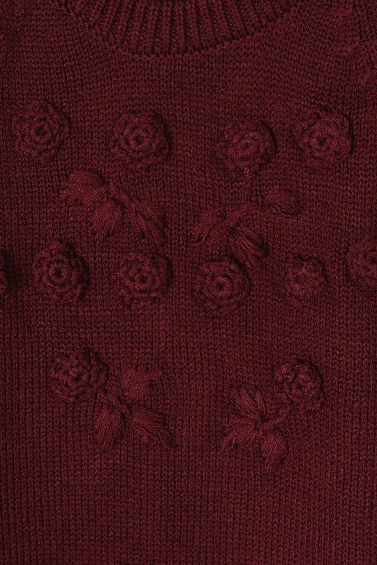 Infant Girls Acrylic Romper Carnation-Dark Maroon