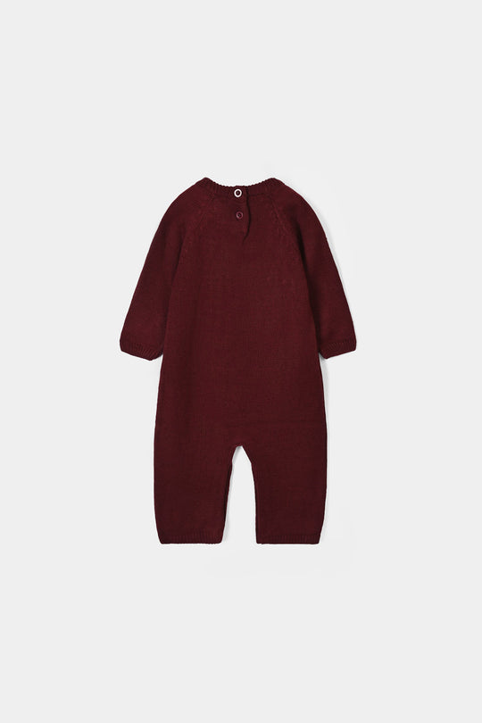 Infant Girls Acrylic Romper Carnation-Dark Maroon