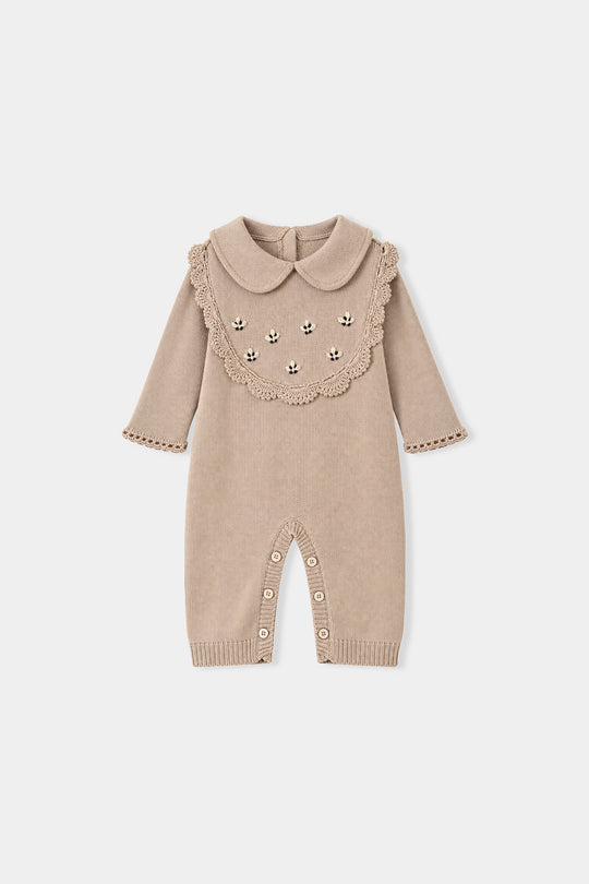 Infant Girls VPN-Acrylic Romper Croatia Flower-Beige