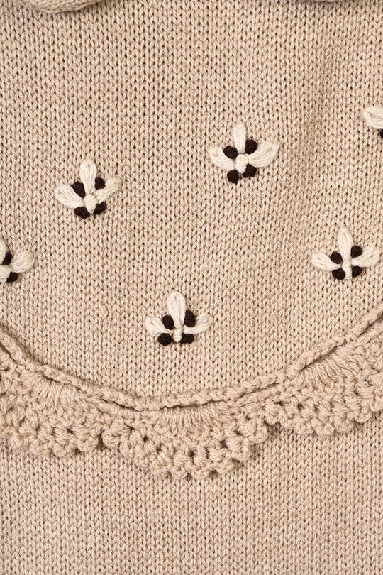 Infant Girls VPN-Acrylic Romper Croatia Flower-Beige