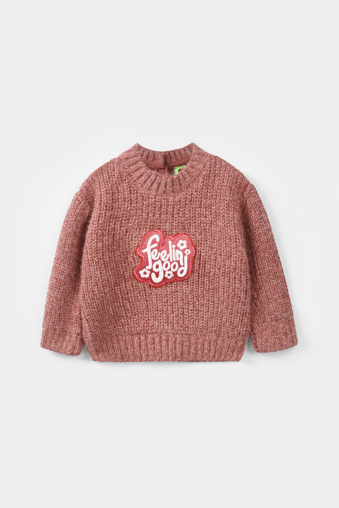 Infant Girls Feather-Acrylic Sweater-Cute - Light Maroon