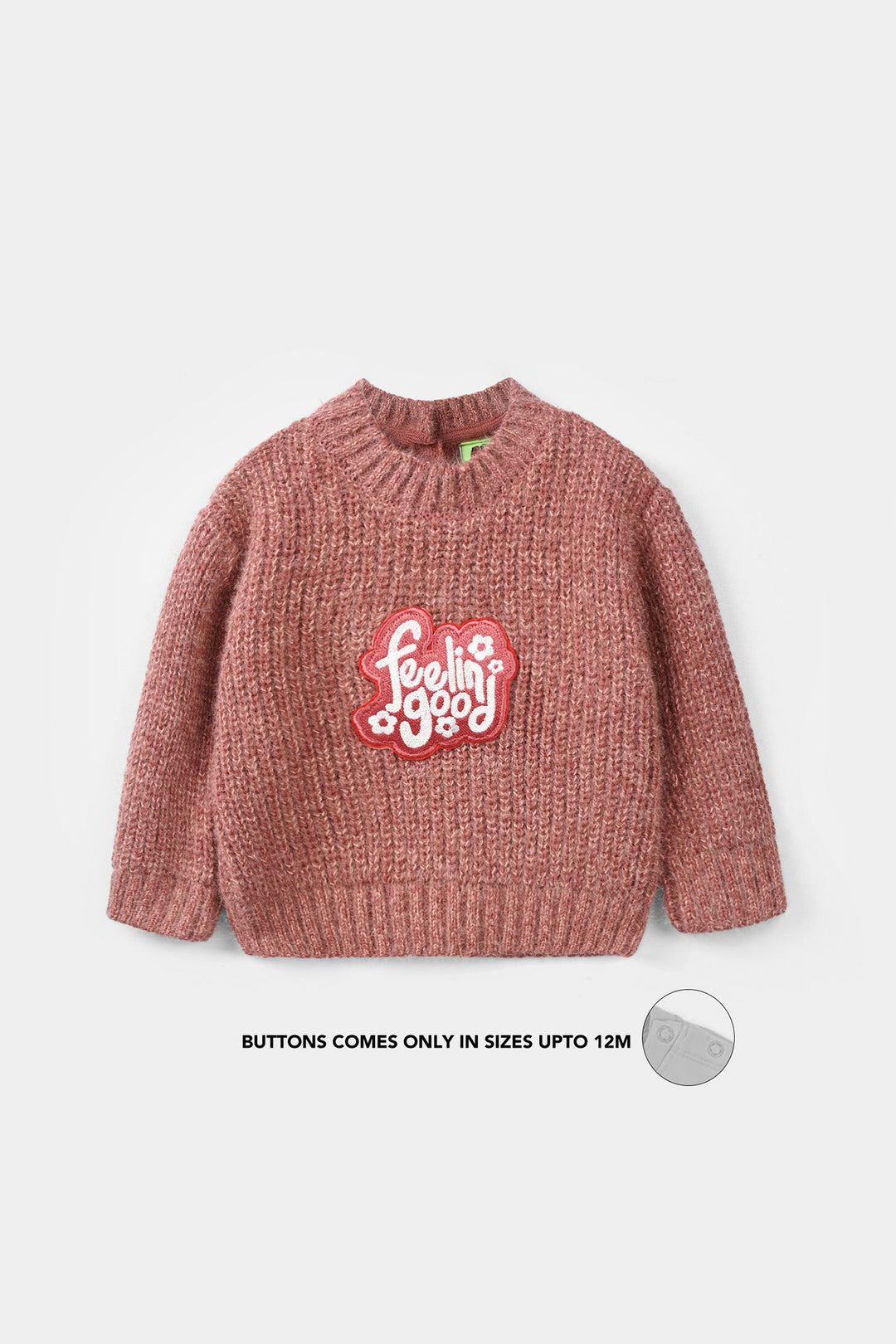 Infant Girls Feather-Acrylic Sweater-Cute - Light Maroon