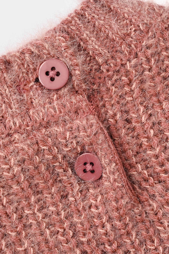 Infant Girls Feather-Acrylic Sweater-Cute - Light Maroon