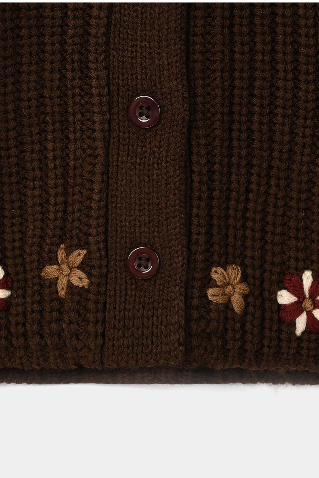 Infant Girls Acrylic Sweater-Vines - Dark.Brown
