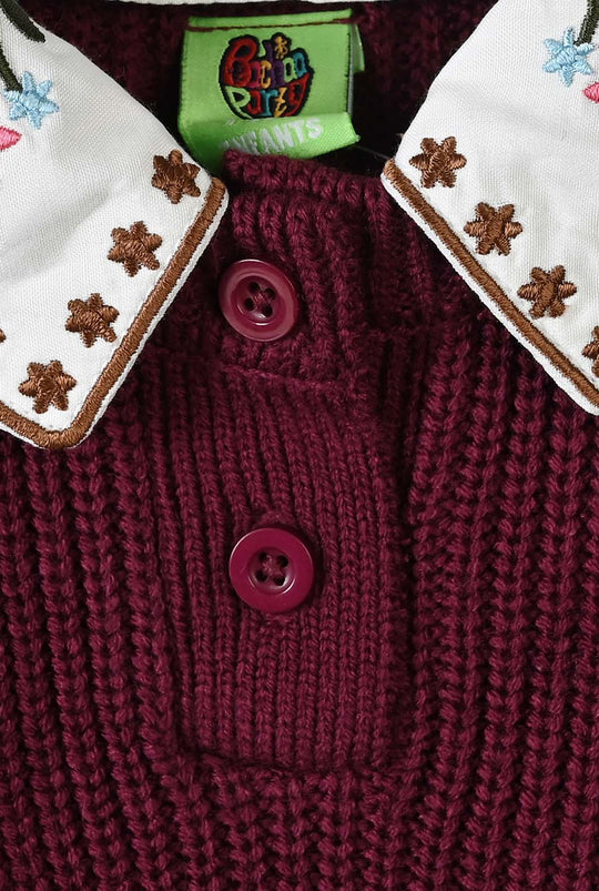 Infant Girls Acrylic Sweater- Maroon