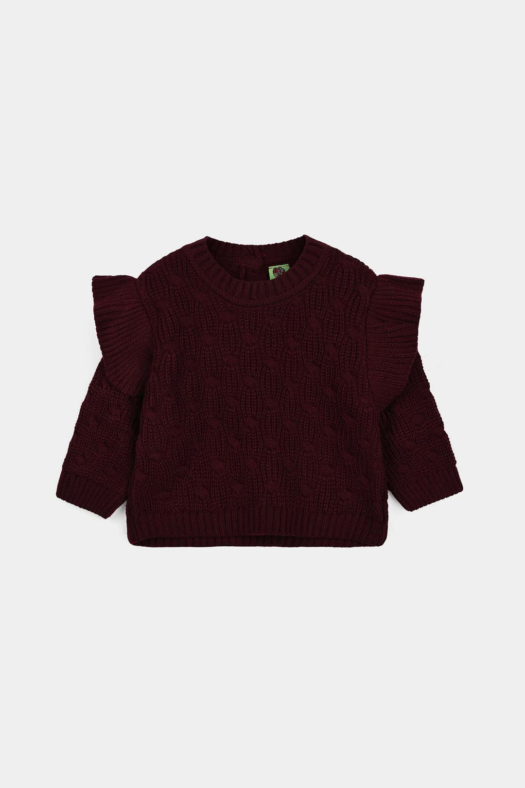Infant Girls Acrylic Sweater-Classy - Dark.Maroon