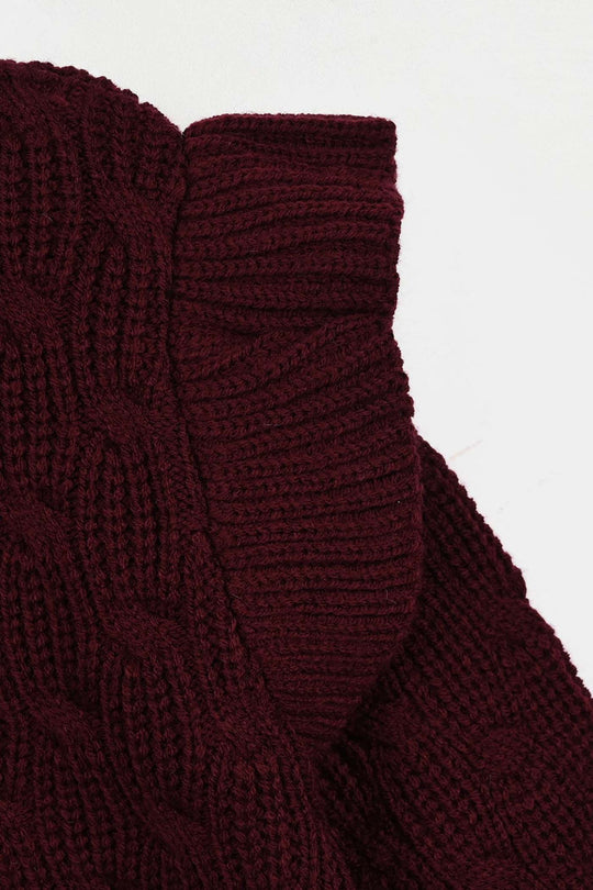 Infant Girls Acrylic Sweater-Classy - Dark.Maroon